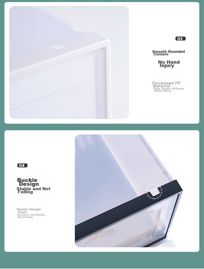 Baicaoyuan Thickened Shoe Box, Transparent Drawer-Style Shoe Storage Box, Shoe Cabinet Storage Box, Simple Shoe Rack, White, 16 Pieces 17