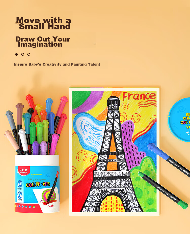 Maped Colorful Smooth Washable Crayons, Art Drawing Sticks for Children And Students, Beginner Art Doodle Pens, 836503CH Fun Play [36 Colors/bucket Educational Tool 3
