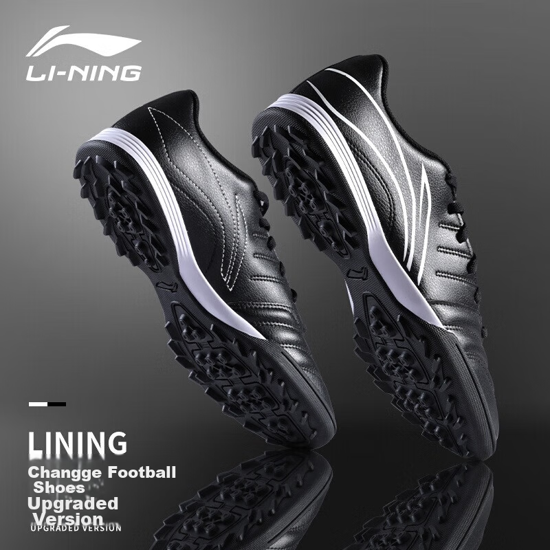 Li-Ning Soccer Shoes for Men, Women, Adults And Children, TF Turf Cleats, Professional Training Shoes for Women And Youth, Non-Slip Wear-Resistant Cleats, Black, Size 36