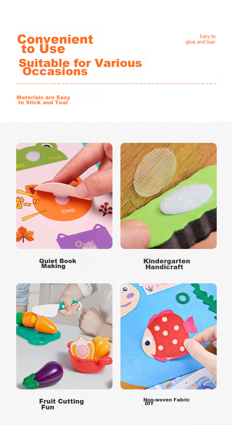 Yinbei Handmade Velcro, Double-Sided Tape for Children's Crafts, Quiet Book Adhesive, Self-Adhesive Stickers, DIY, Φ20mm (100 Pairs) 2