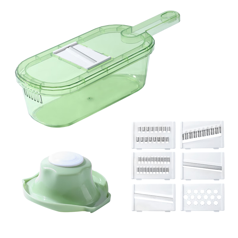 Baijie Vegetable Slicer, Grater, Kitchen Potato Shredder, Slicing Machine with 6 Blades And Draining Basket
