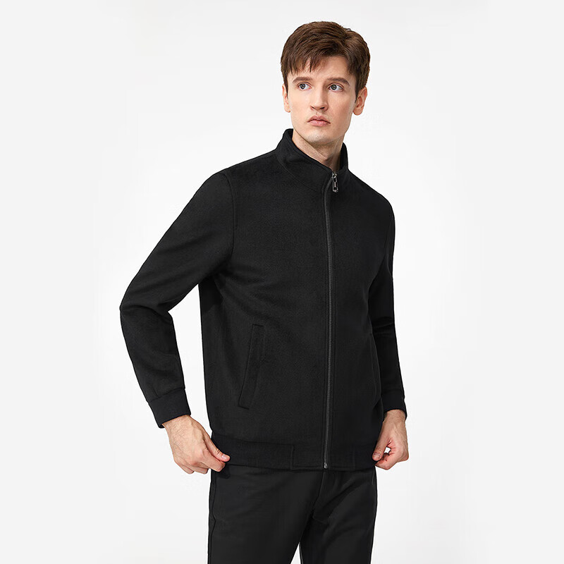 Goldlion [Warm Merino Wool] Stand-Collar Jacket, 2026 Autumn Men's High-End Lightweight Coat, Black, Size M