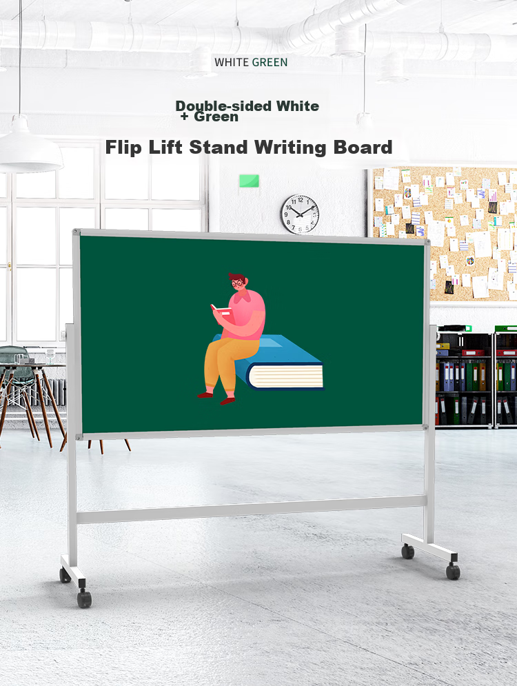 BBNEW 60*90cm Double-Sided Magnetic White And Green Board, Office Teaching Conference Classroom Double-Sided Chalkboard for Home Use, Children's Blackboard, Height Adjustable And Flip-able, NEWV-L6090 1