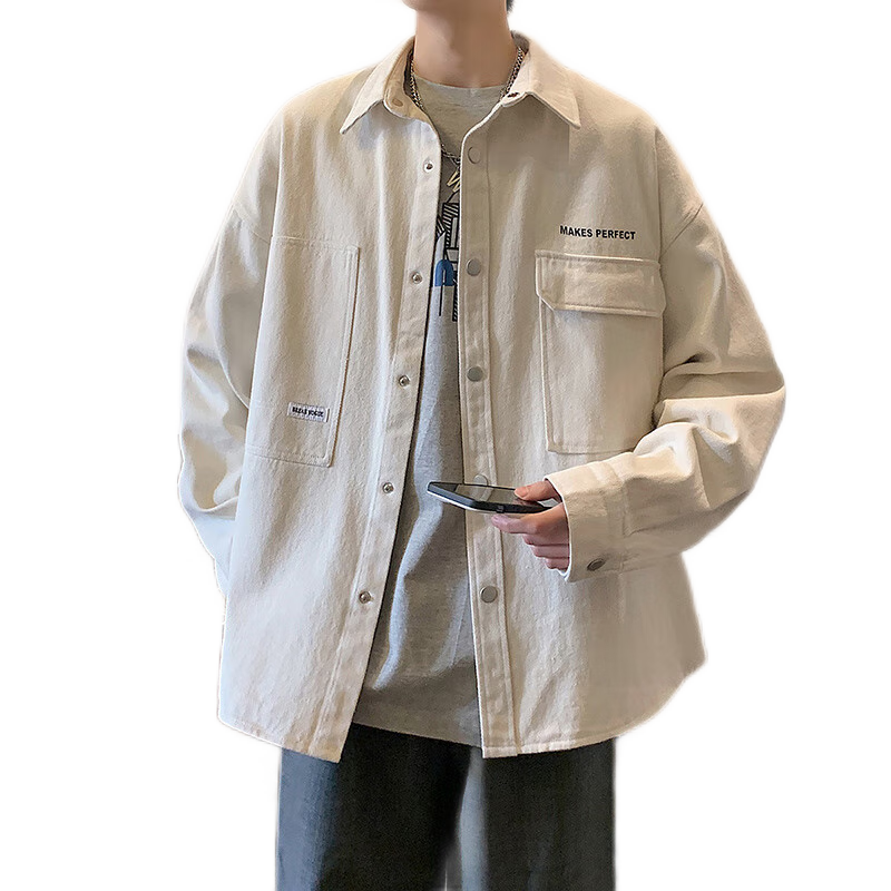 Foss Phil American-Style High Street Men's Spring And Autumn Cool Loose Casual Workwear Jacket JN1020 Army Green XL