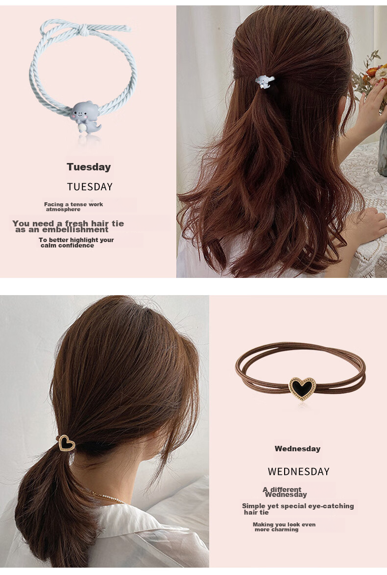 Dijing Hair Ties for Women, High-End 2026 Style, Elastic Hair Bands, Non-Damaging Hair Ties, Birthday Gift 5