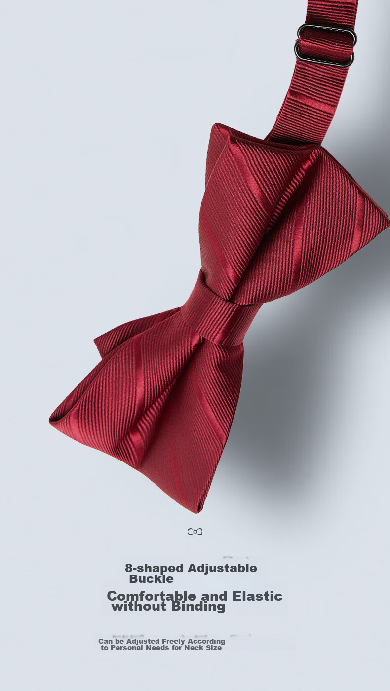 Luomeng Men's Bow Tie, Formal Shirt for Groom at Banquets And Weddings, Fashionable Bow Tie, Striped Bow Tie, Navy Blue 6