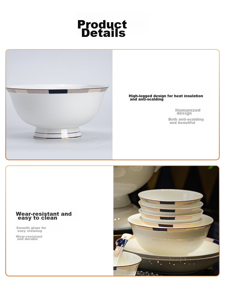 JD Original Bowl And Plate Tableware Set, Bone China Dinnerware Gift Box Set for Housewarming, Interlude 66-Piece Set 13