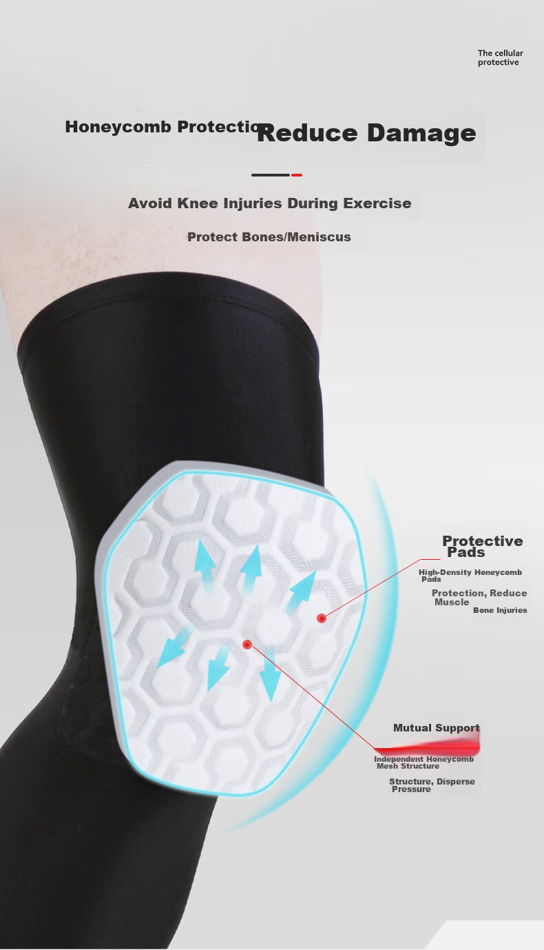 TEEIS Basketball Knee Pads, Sports Equipment for Men, Long Professional Honeycomb Anti-Collision Protective Gear, Breathable Knee And Leg Guards, White, Size M 5