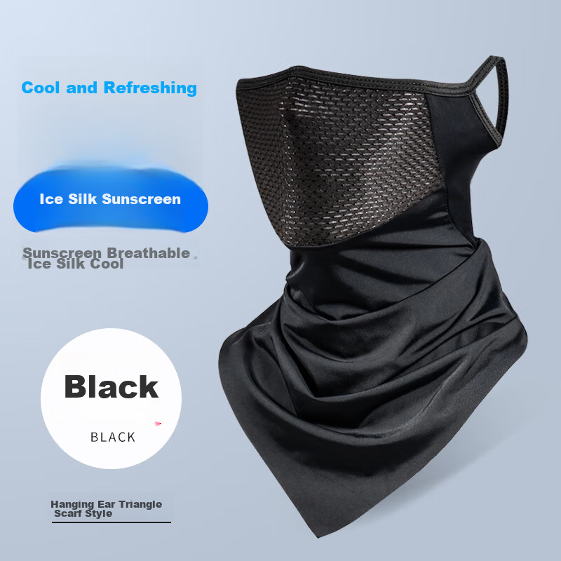 Cavalry Summer Ice Silk Magic Headband Breathable Sun Protection Mesh Sports Headband for Men And Women, Dust-Proof Triangular Band with Ear Flaps And Moisture-Wicking