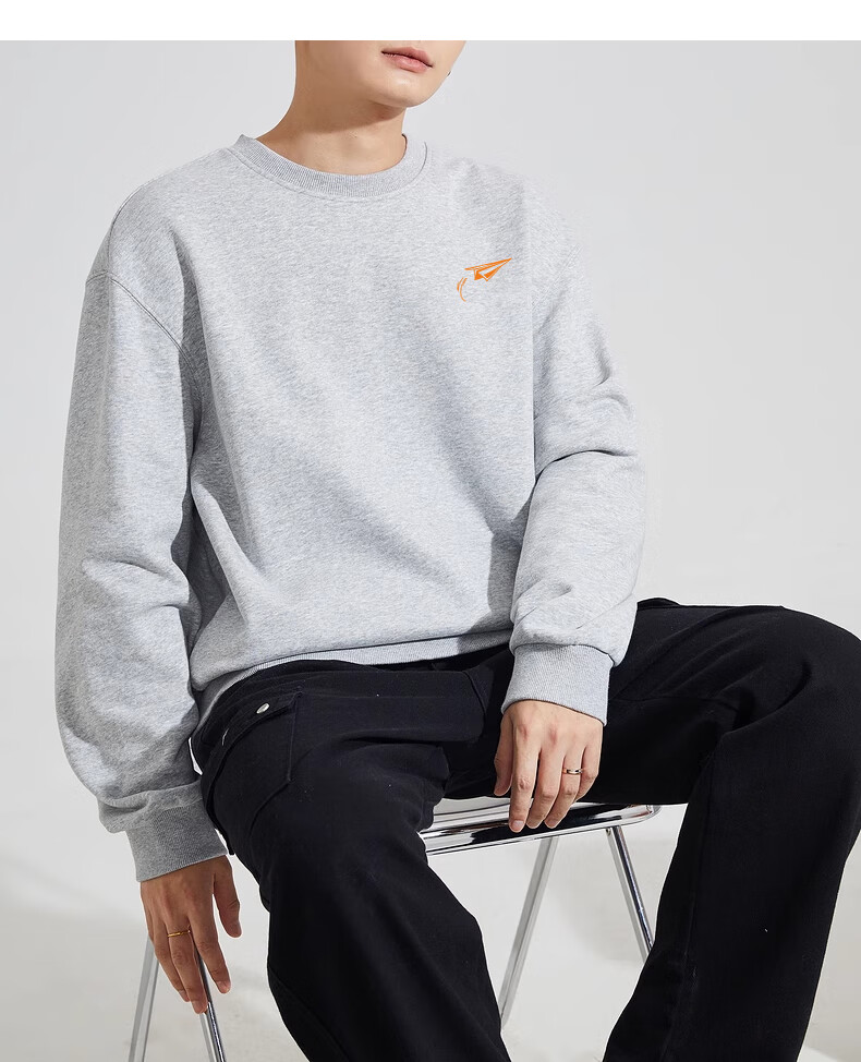 Huili Men's Sweatshirt, 320g Heavy Cotton, Autumn Long-Sleeve T-Shirt, Inner Layer Round Neck Undershirt, Men's Top Outerwear, Black, Size L 16