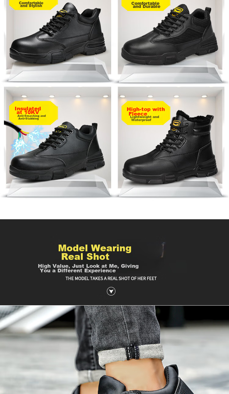 JUNBU Safety Shoes for Men, Summer Breathable Steel Toe Cap, Anti-Smashing And Puncture-Resistant, Lightweight Construction Site Work Boots 1020D Size 43 13