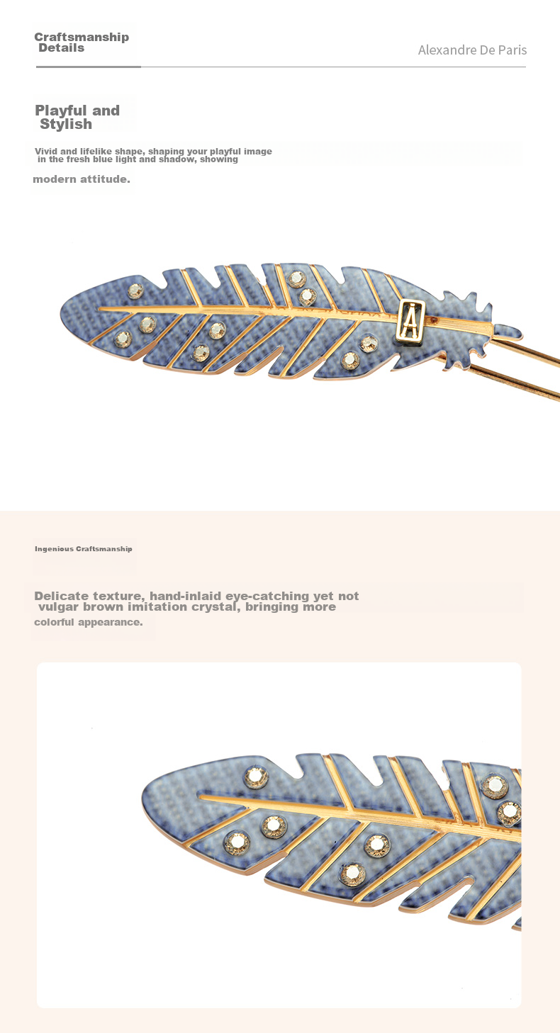 ALEXANDRE DE PARIS Fashion Bangs Clip, Casual Side Clip, Luxury Hairpin, Mid-Autumn Festival Gift for Women, Z Feather Gift Box 7