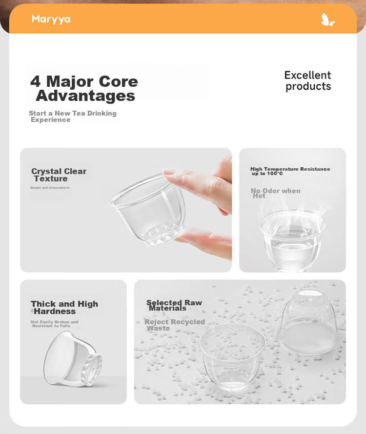 MARYYA Disposable Tea Cups, 60ml*100 Pieces, Thickened Aviation Space Plastic Kung Fu Tea Cups, Food-Grade High Temperature Resistant Cups 2