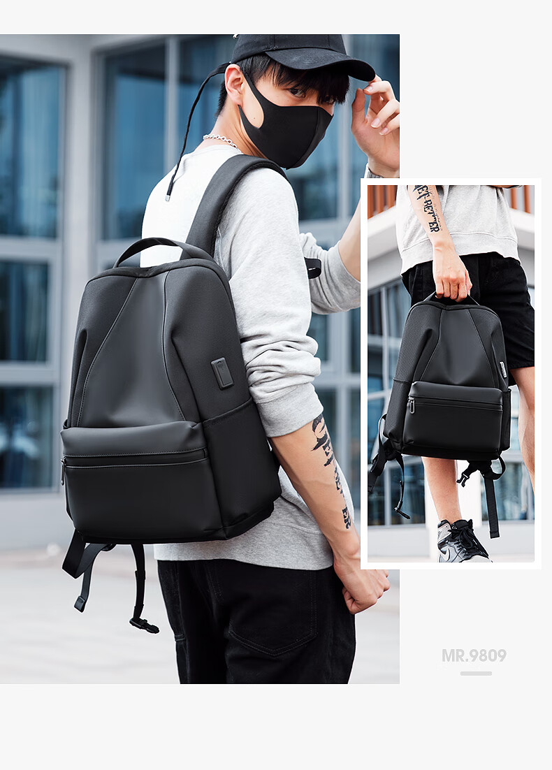 MARK RYDEN Trendy Backpack for Men And Women, Student Schoolbag, Casual Travel Bag, 14-Inch Laptop Bag MR9809 Elegant Black 3