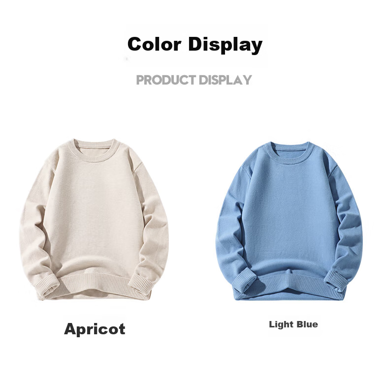 Warrior Round Neck Sweater for Men, Autumn And Winter Solid Color Warm Heavy Knit Pullover, Thick Inner Layer Base Shirt YD 8
