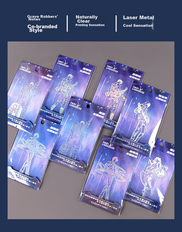 Kinbor Band, Hoxiuxiu's Grave Robbers' Chronicles, Metal Laser Stickers, Waterproof Guka Stickers, Material Kit, Sticker Water Cups, Cartoon Stickers, Phone Cases, DIY Anime, Guzi DT57591 2