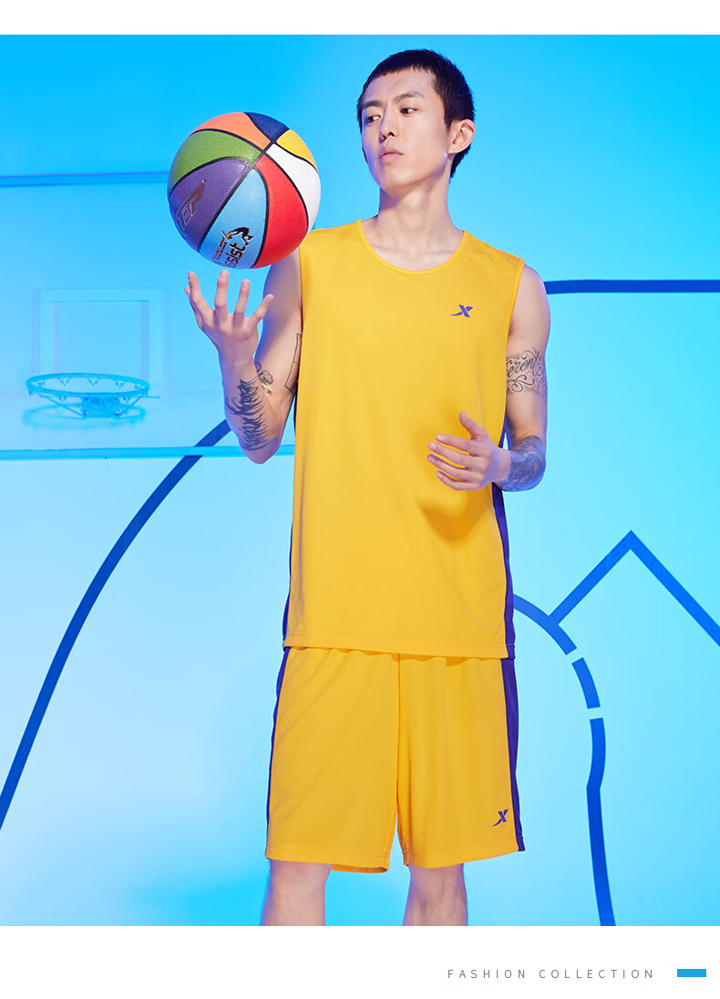 XTEP Professional Basketball Competition Uniform, Summer Quick-Dry Breathable T-Shirt And Shorts Set, Fitness Running Versatile Sportswear 14