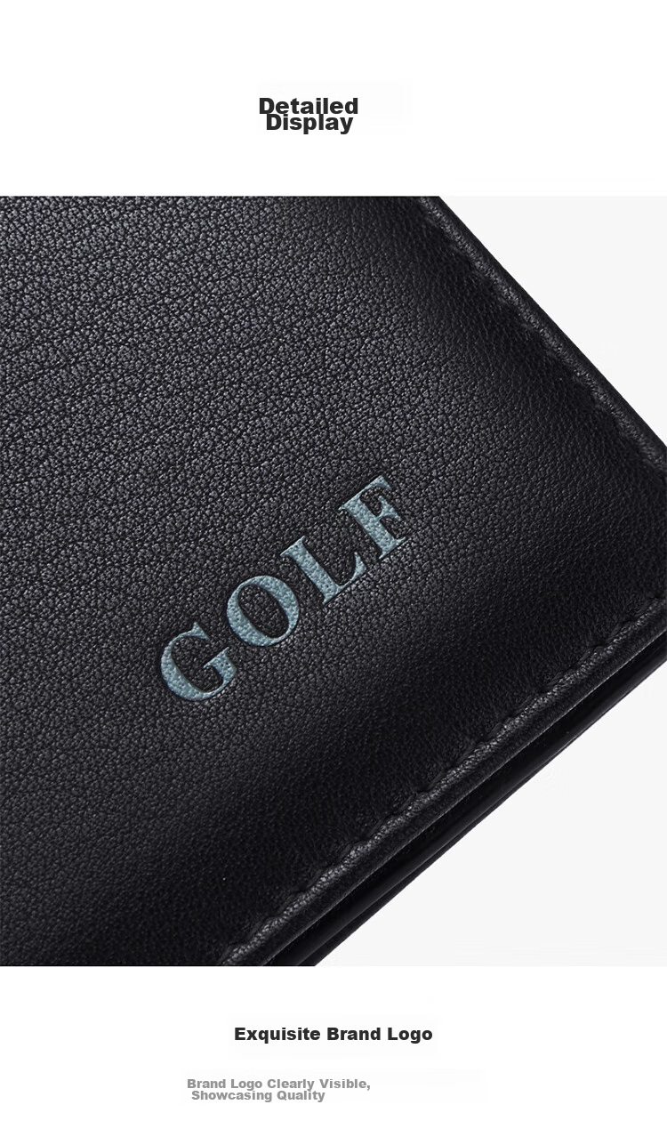 GOLF Card Holder for Men, Top-Grain Leather, Multi-Slot Large Capacity, Bank Card Pouch, Anti-Theft Long Wallet, ID Holder, Business Money Clip, 5V718394J Black 22