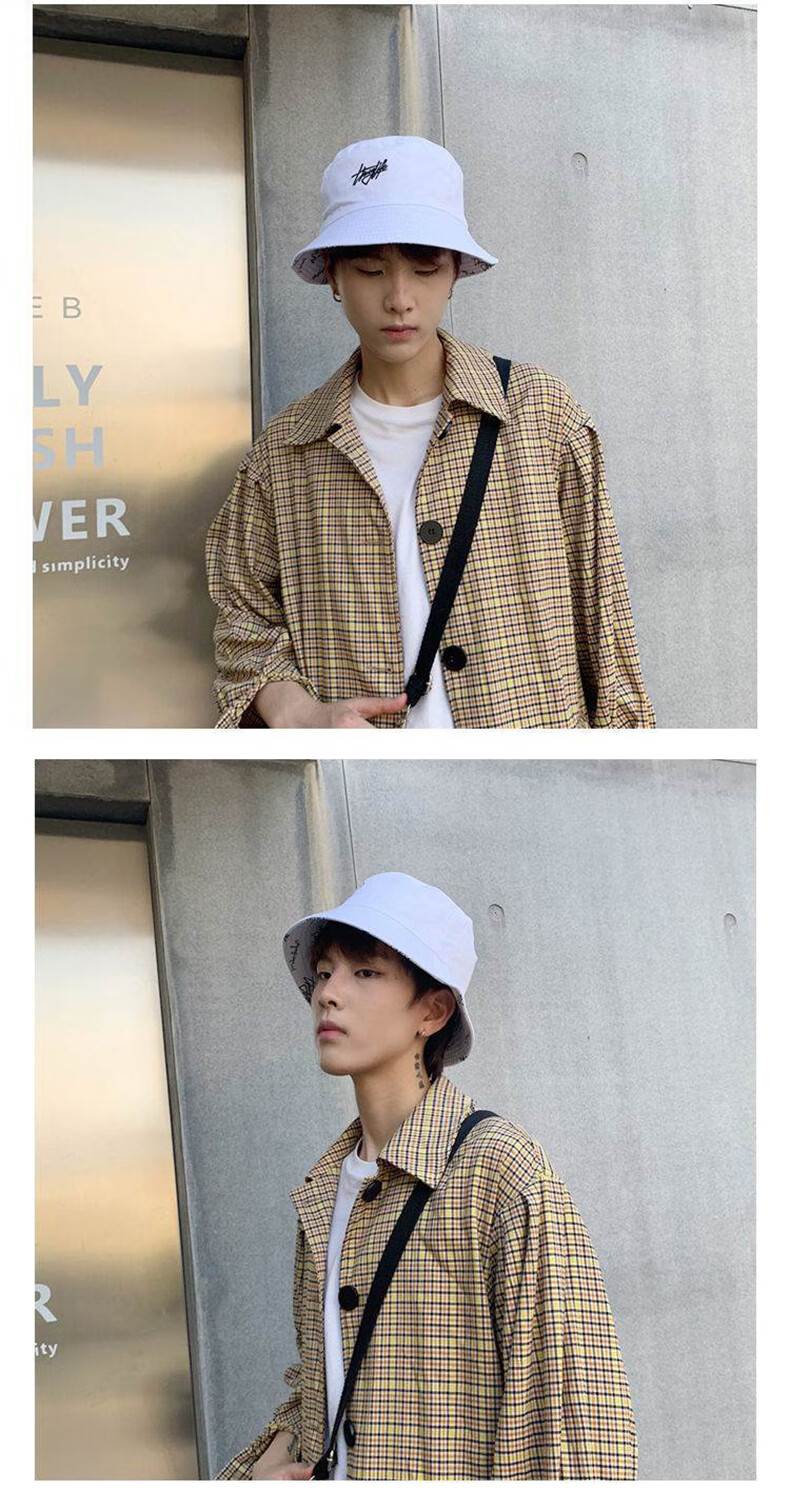 XUEXIMAN Fisherman Hat for Men, Reversible Graffiti Cap, Sun Hat, Korean Style Versatile Sun Protection Student Bucket Hat 10