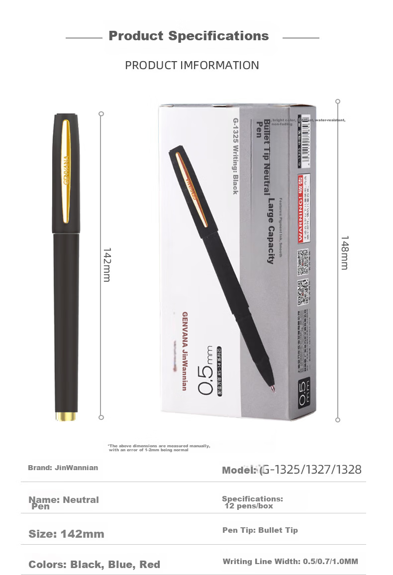 Genvana [12 Large Capacity] Stationery 0.7mm Black Gel Pen, Signing Pen, Wear-Resistant Tip Office Signing Pen Frosted Barrel Gel Pen G-1327 2