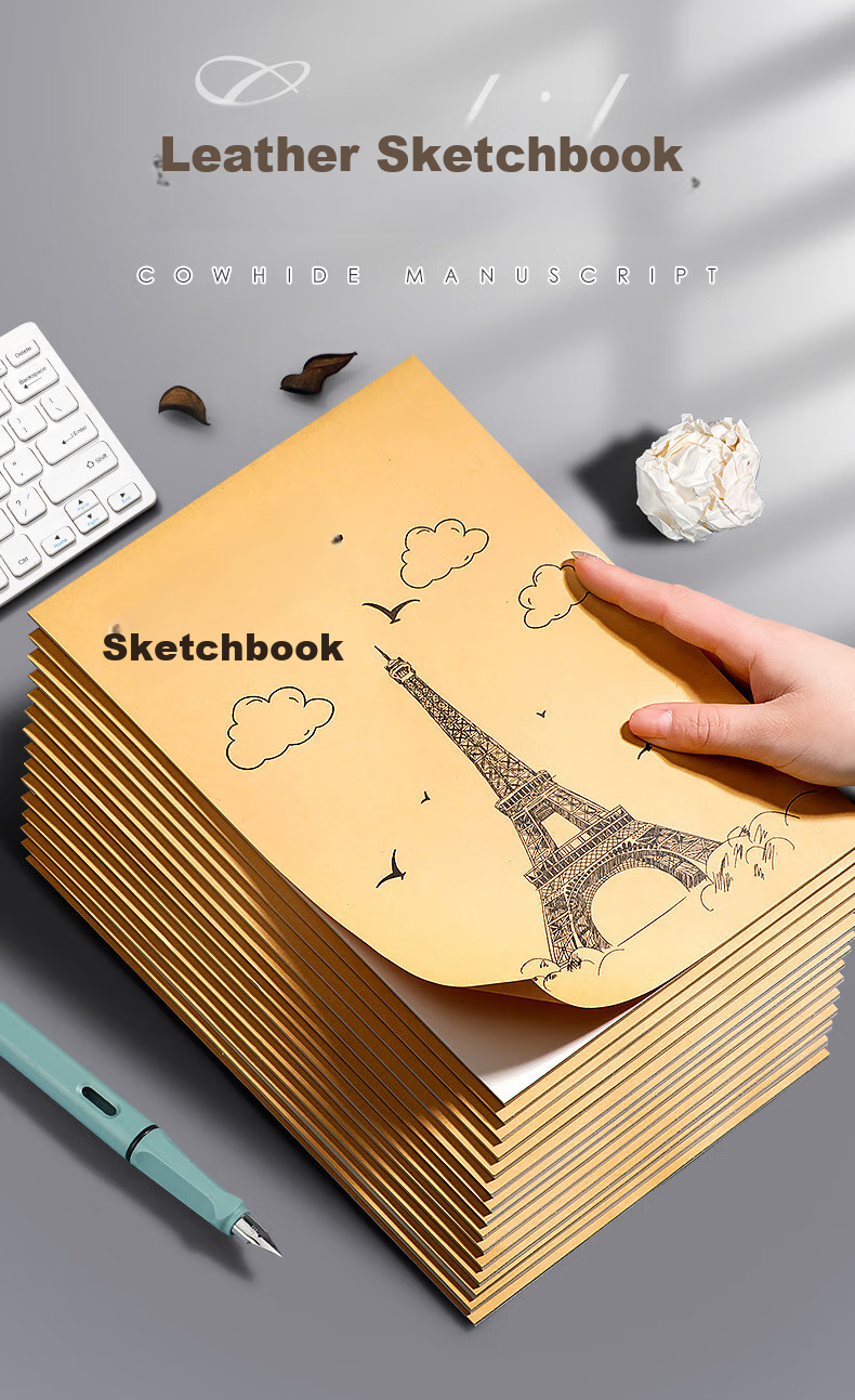 Touch Fish Draft Notebook Blank Paper Thickened 16K for Students Middle School High School College Exams Research Review Calculation Book Beige 40 Sheets/Book (Including Cover) 5-Pack Set 1