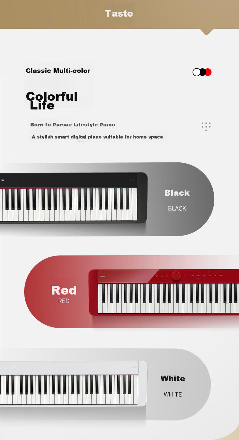 Casio Digital Piano PXS1100 Red Smart Touchscreen 88-Key Weighted Hammer Professional Exam-Grade Standalone + Portable X-Stand Model 4