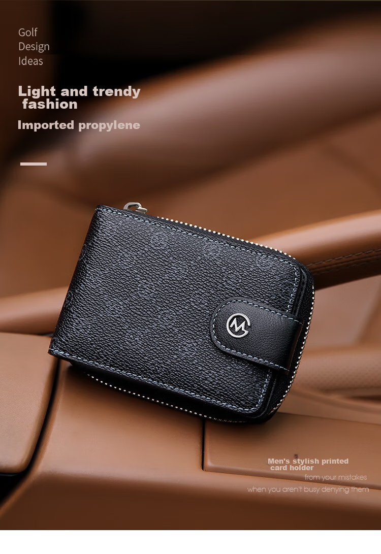 GOLF Card Holder, Men's Printed Multi-Card Slots, Bank Card Sleeve, Zipper Business Card Holder, Women's Card Case, Driver's License Holder, Wallet 1