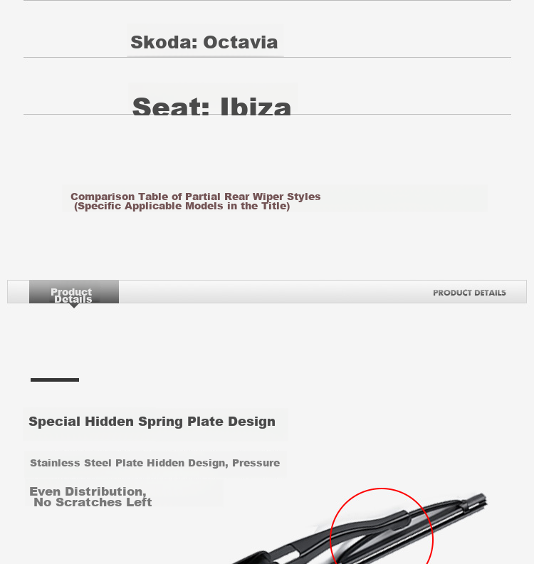 Meisim Jingchi Series, Fiesta 12-15/New Focus 12-18/Fiesta H2 (14-18), Rear Window Wiper Blade 5