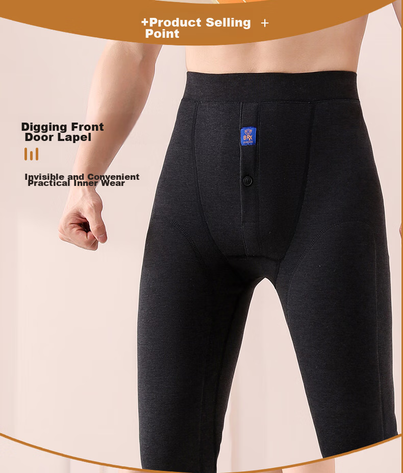LangSha Thermal Underwear for Men [2025 Autumn New Arrival], Inner-Lined Fleece-Lined Thick Base Layer Pants, Northeast Large Size down Knee-Protecting Cotton Pants 9