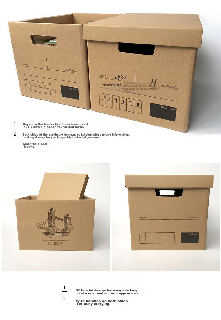 QDZX Moving Cardboard Boxes with Lids, Paper Storage Containers, Cotton Gift Boxes, Japanese-Style Storage Boxes for Organization Materials, Set of 5 5