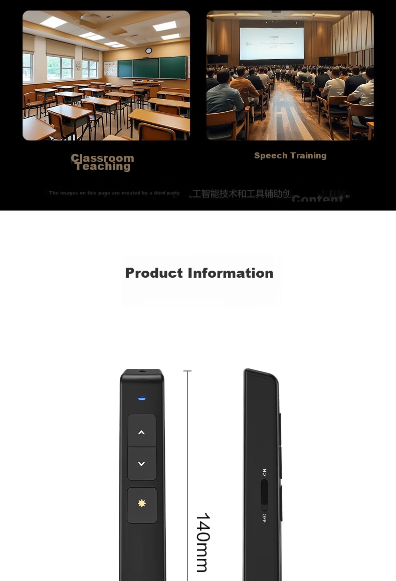 Deli Laser Pointer, 360-Degree Page-Turning Control, Presentation Clicker, PPT Page-Turning Tool, Laser Page-Turning Pen, Teacher's Page-Turning Pen, Cat Teaser Pen with Red Light, White, 2802 15