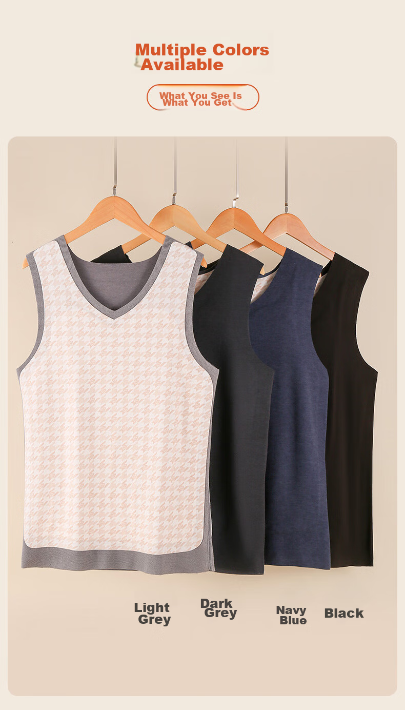 LangSha Thermal Vest for Men [26 Autumn And Winter New Product], Fleece-Lined, Thickened, Heat-Generating, 100% Wool, Large Patch, Base Layer 18