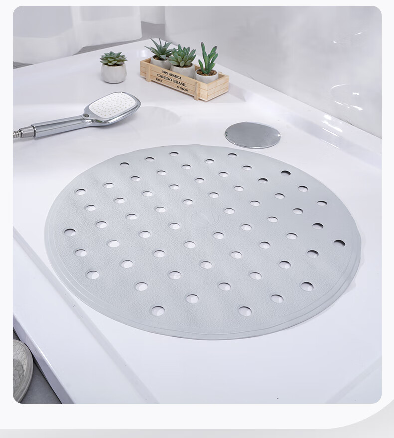 RIDDER German Imported TPE Bathroom Non-Slip Mat, Round Dotted Hollow Non-Slip Mat, Light Gray, Diameter 52 12