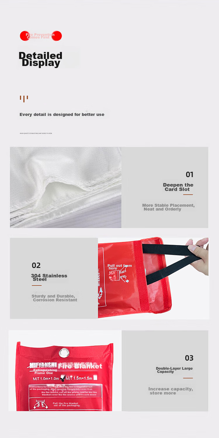 Mieyanshi Fire Blanket, Fiberglass Fire-Resistant Mat, for Home Kitchen Canteen Use, with Fire Extinguisher, Escape Blanket, 1.5M, 1 Bag 10
