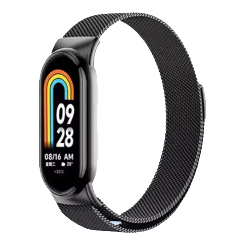 CHENSONG Compatible with Xiaomi Band 8/9/10/11 NFC Version Strap, Metal Milanese Magnetic Wristband for Xiaomi Band 8/9/10/11, Universal Replacement Black Strap for Tenth Generation Band