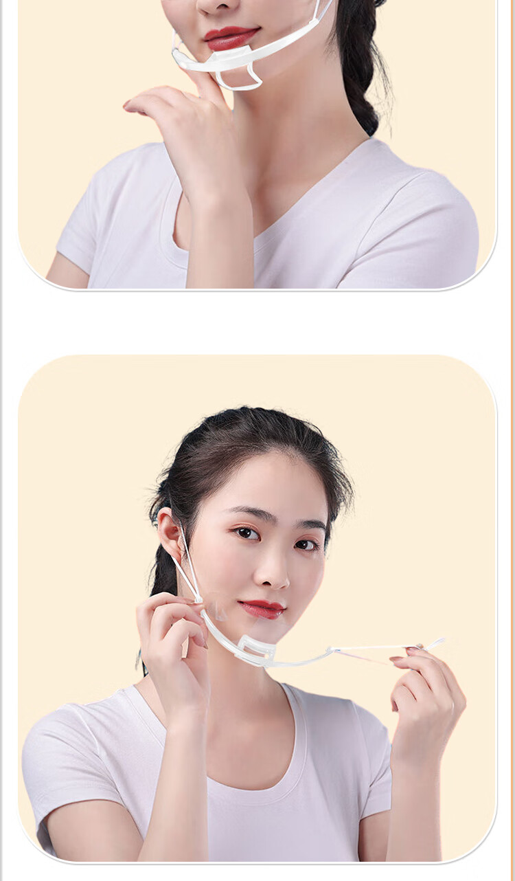 Aokyun Transparent Mask Food-Grade Material Double-Sided Anti-Fog Non-Tight Ear Commercial Kitchen Oil-Resistant Chef Restaurant Cafeteria Smile Anti-Splash Saliva Hygiene 10-Pack Individually Wrapped 12