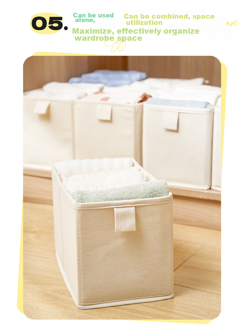 Jicang Fabric Wardrobe Storage Box, Clothes Organizer for Home Use, Layered Storage Container, Large Size 10.2L 10
