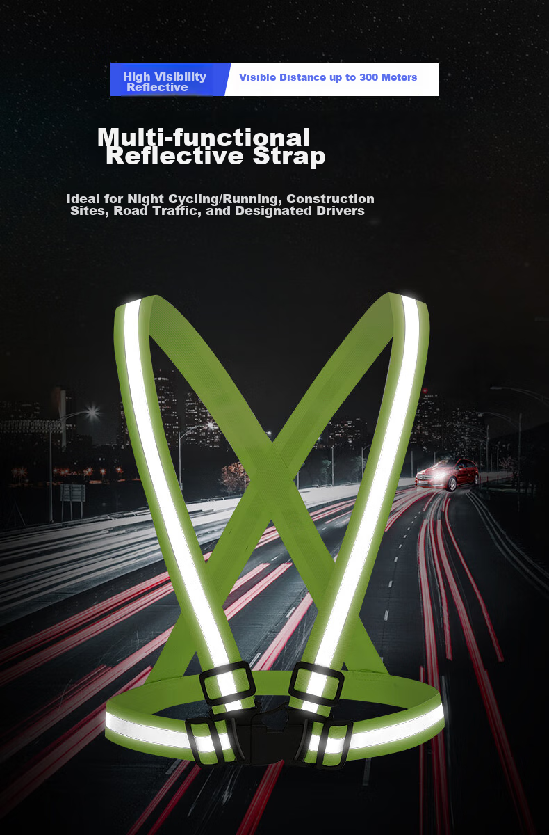 CT Reflective Vest, Reflective Sash, Running Safety Warning Elastic Band, Sanitation Worker Vest, Work Uniform, Snap Button Style 1