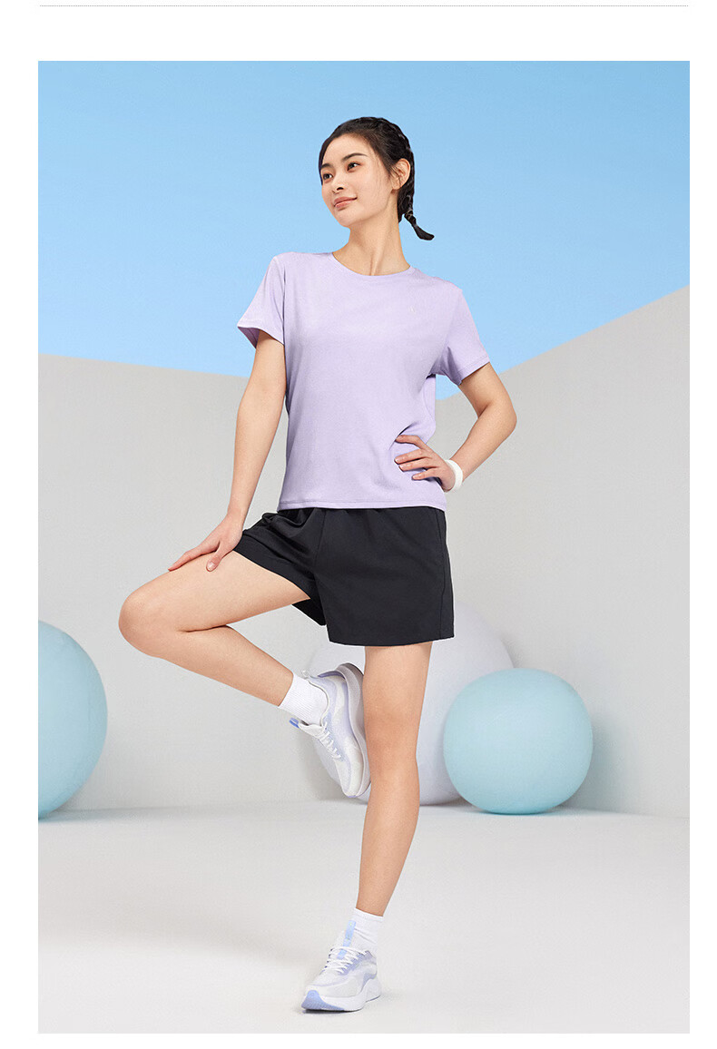 QIAODAN Women's Short-Sleeve T-Shirt, Summer Breathable Quick-Dry Round Neck Sports Running T-Shirt Top for Wome 13