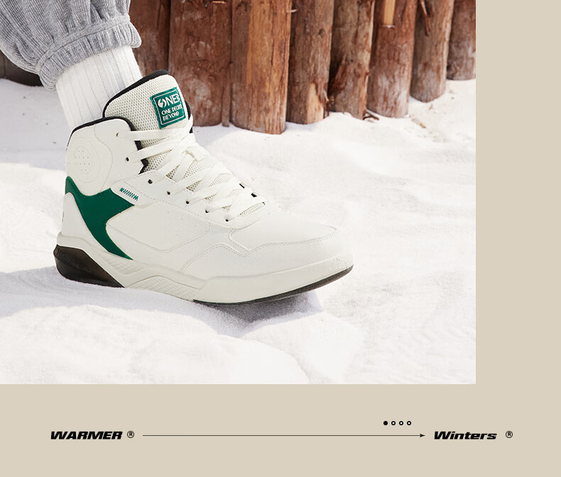 361° Men's Sports Shoes, Autumn And Winter High-Top Fleece-Lined Warm Cotton Shoes, Casual Sneakers for Men, 672146606A-8 35