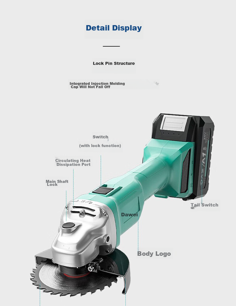 Dayi Angle Grinder 5801S Brushless Lithium Battery Multifunctional Cutting Grinding Polishing Machine [4.0Ah Dual Battery] 8