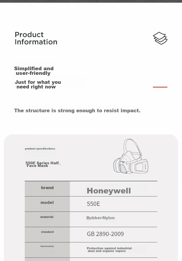 Honeywell Gas Mask Protective Respirator 550E Set, Anti-Car Paint Spray Chemical Gas Mask 18