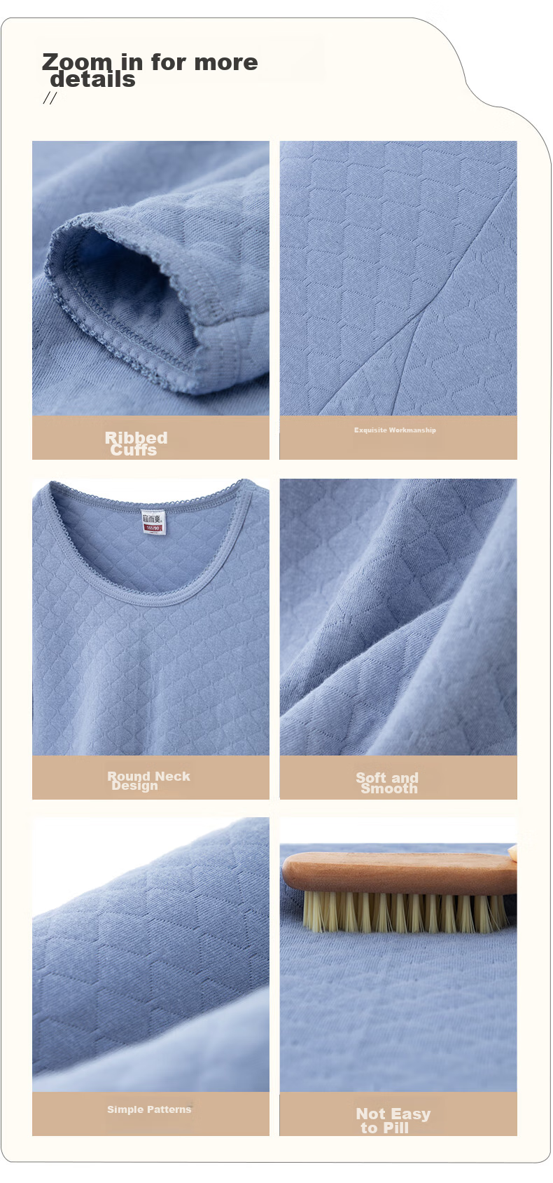 Yiershuang [7A Antibacterial And Anti-Mite Three-Layer Thickened] Autumn And Winter 100% Cotton Thermal Underwear Set for Women, Autumn Top And Pants 17