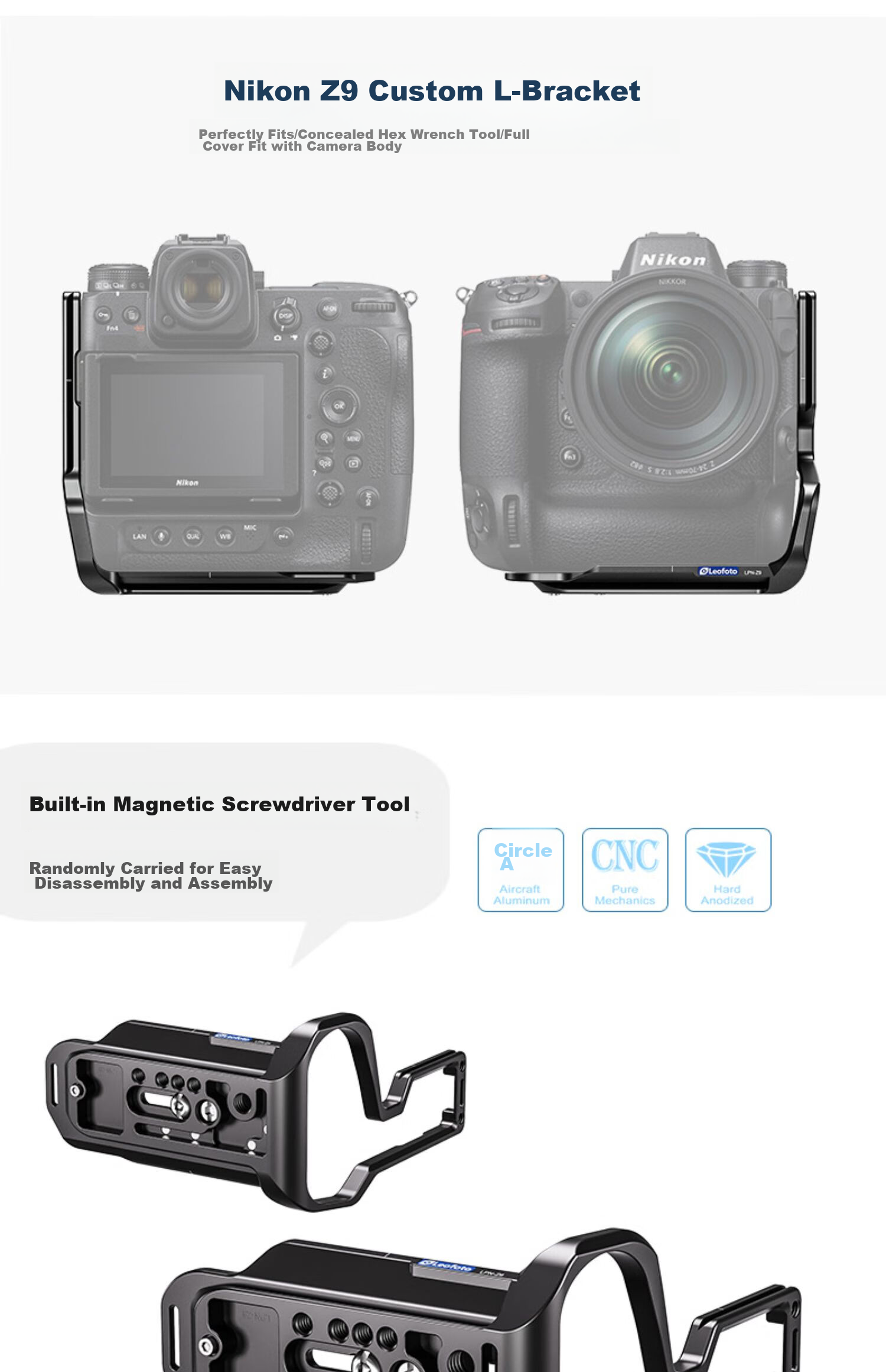 Leofoto Vertical Quick-Release Plate, Camera Horizontal And Vertical Quick-Release L Plate, Nikon Z9 Dedicated L-Type Quick Release Plate 3