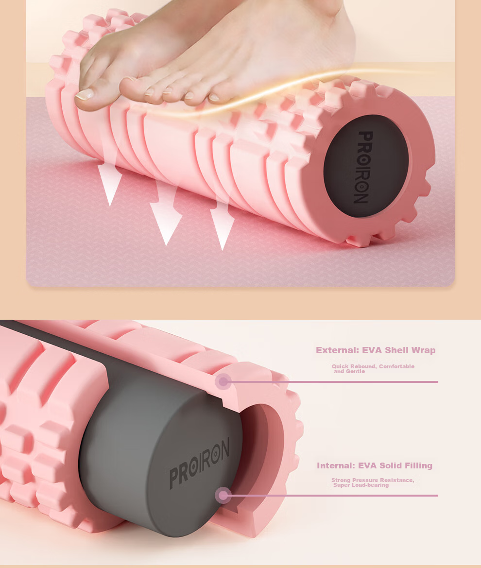 PROIRON Puli'ai Yoga Column Foam Roller Muscle Relaxation Solid Massage Stick Calf Roller for Beginners, Pink 10