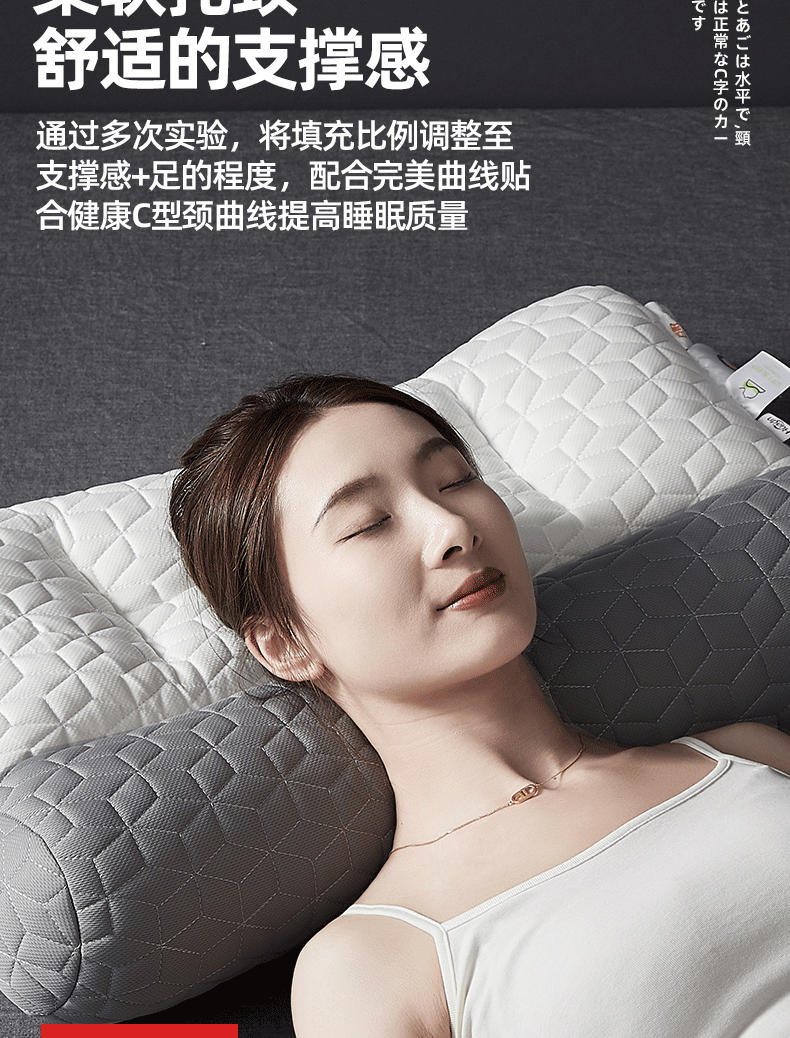 Huadn Cervical Pillow Neck Support Pillow for Cervical Spondylosis Deep Sleep Special Pillow for Students and Adults Summer Single Pillow Core 13