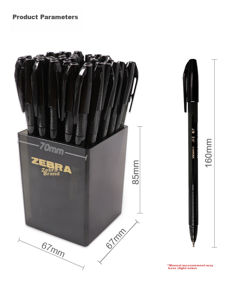 ZEBRA Genuine Ballpoint Pen Series, 0.7mm Bullet Tip, Student And Office Use Medium Oil-Based Ink Pen, ID-A100 Black Set, 40 Pcs/tube 8