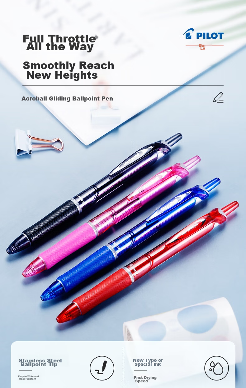 PILOT Acroball Retractable Ballpoint Pen, Smooth Writing, Medium Oil-Based Ink, Student And Office Exam Pen BPAB-15F 0.7mm Pink Barrel Blue Ink Single Pe 1