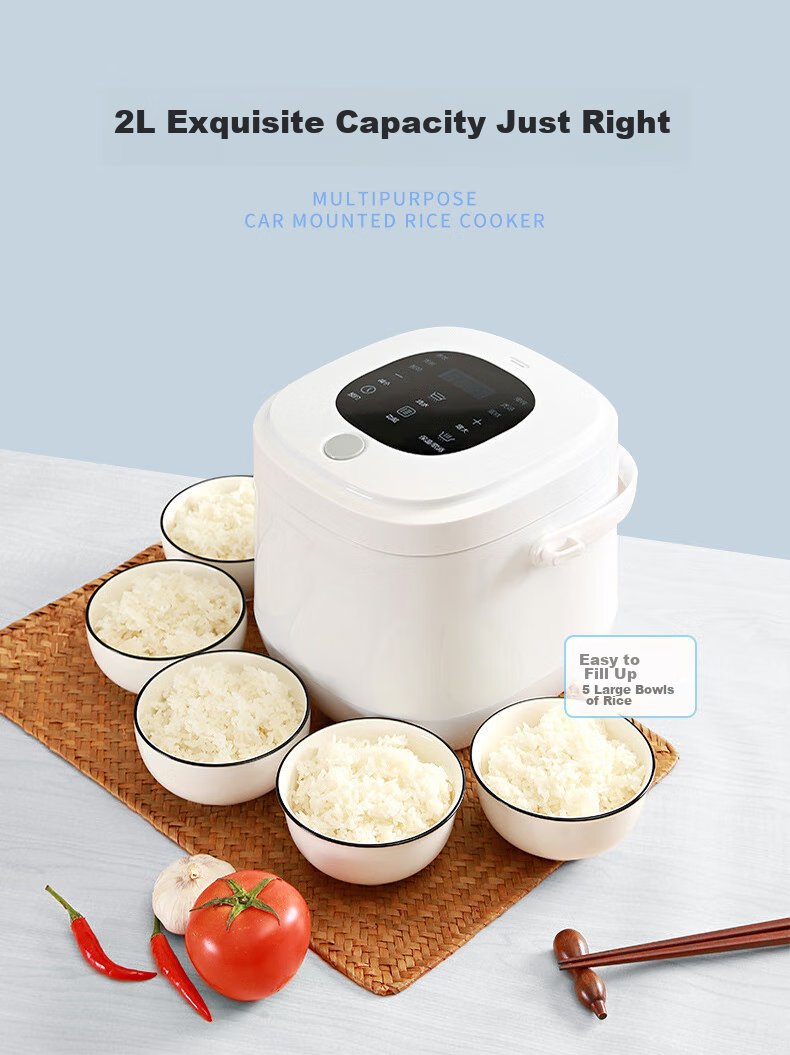 YSKdee Car Rice Cooker with Smart Digital Display, Multifunctional Cooking Pot, 2L Large Capacity, M25-12v/24v, Suitable for Various Vehicle Sizes 6