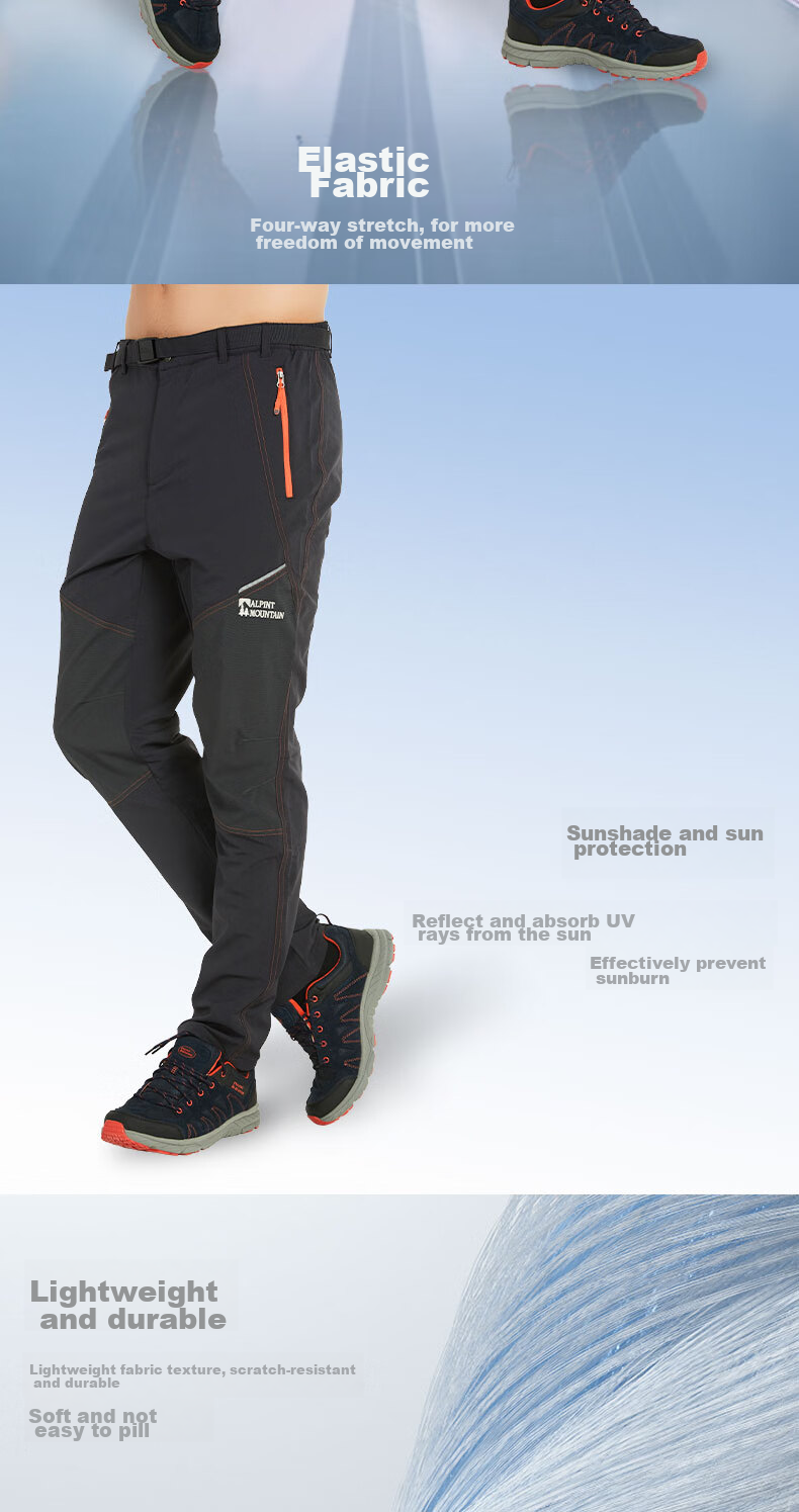 ALPINT MOUNTAIN Er'mengduo Hiking Pants, Rock Climbing Pants, Tactical Pants for Men, Windproof And Breathable, Black Mountaineering Pants, Outdoor Trousers 4